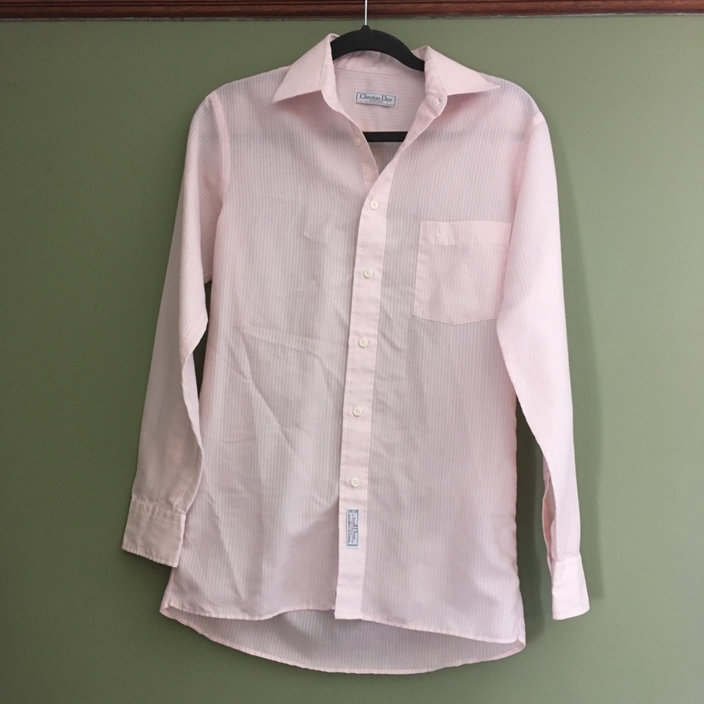 Vintage Pinstripe Pink Christian Dior Dress Shirt